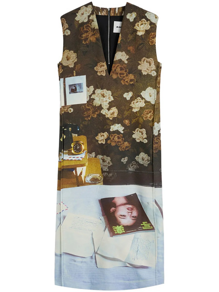  Jil Sander Printed Midi Dress - Brown 