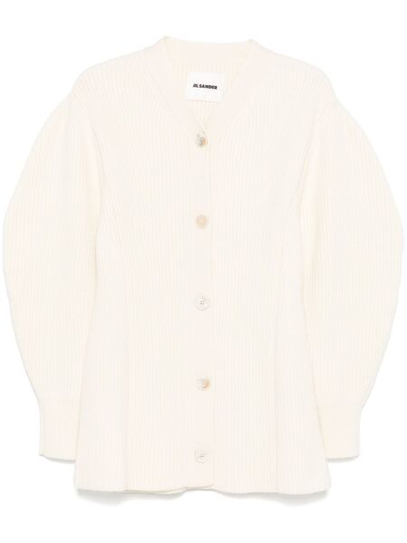  Jil Sander Ribbed-knit Cardigan - White 