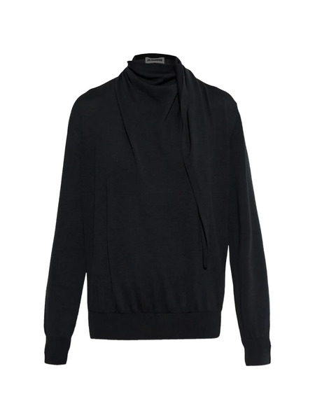  Jil Sander Roll-neck Draped Sweater - Black 