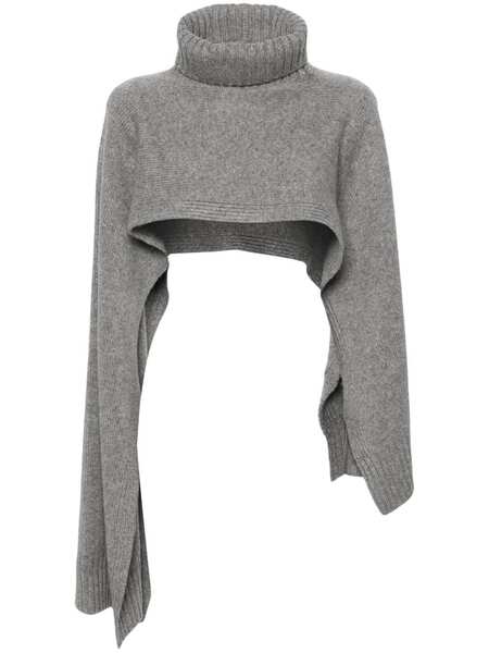 Jil Sander Roll-neck Knitted Scarf - Grey 
