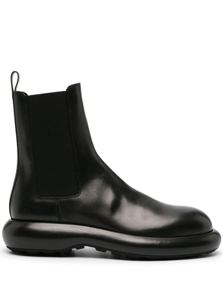  Jil Sander Round-toe Leather Ankle Boots - Black 