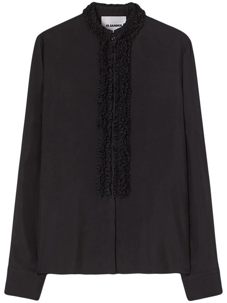  Jil Sander Ruffle-trim Long-sleeved Shirt - Black 