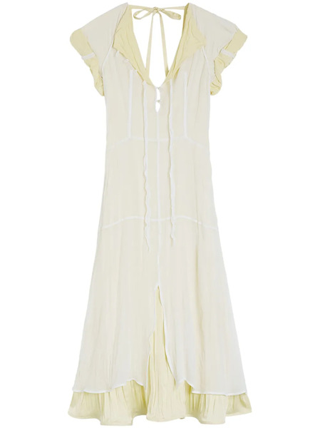  Jil Sander Ruffled Midi Dress - White 