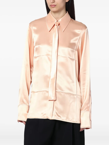  Jil Sander Satin Tie-neck Shirt - Pink 