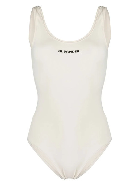  Jil Sander Scoop-back Logo-print One-piece - Neutrals 