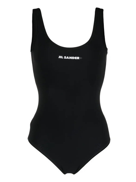  Jil Sander Scoop-back Logo-print Swimsuit - Black 