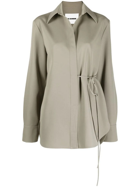  Jil Sander Self-tie Wool Shirt - Green 