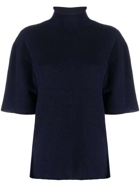  Jil Sander Short-sleeved Roll-neck Knitted Top - Blue 