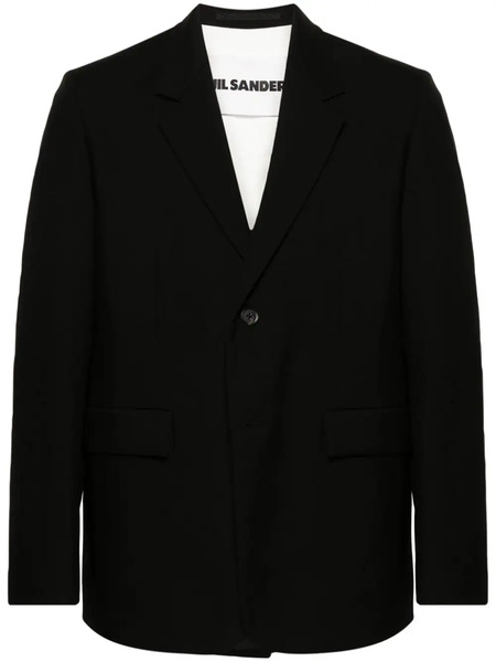 Jil Sander Single-breasted Twill Wool Blazer - Black 