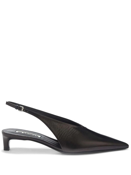  Jil Sander Slingback Leather Pumps - Black 