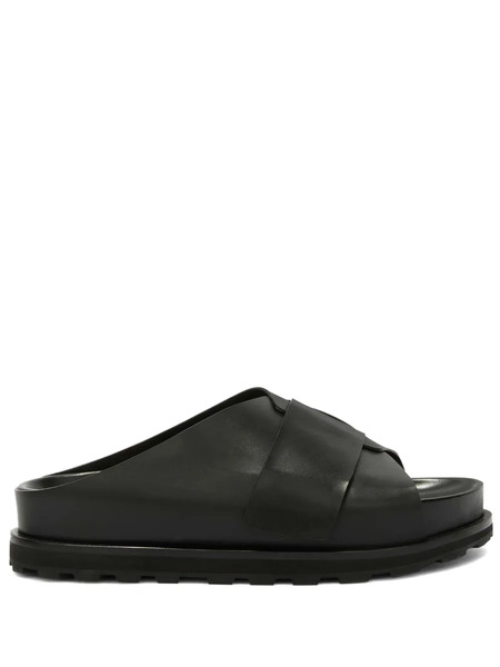  Jil Sander Slip-on Leather Slides - Black 