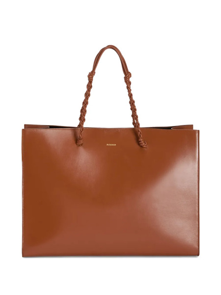  Jil Sander Tangle Knotted Handle Embossed Tote Bag - Brown 