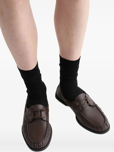  Jil Sander Tumbled Leather Loafers - Brown 