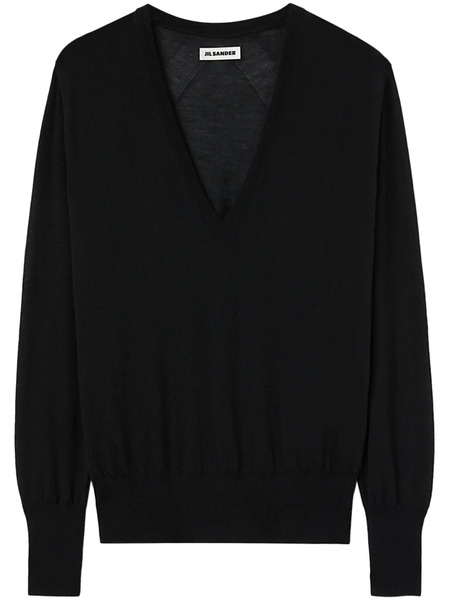 Jil Sander V-neck Cashmere Top - Black 