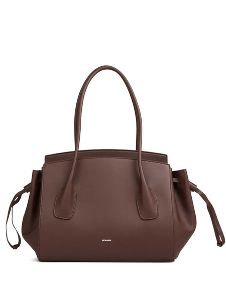  Jil Sander Voyage Drawstring Leather Tote Bag - Brown 