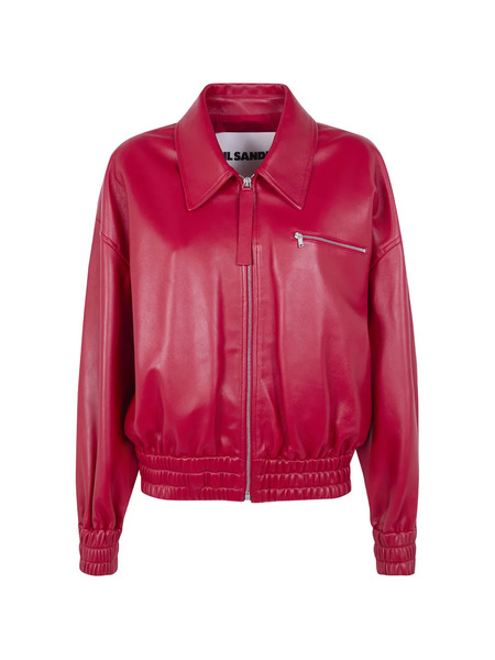  Jil Sander Zipped Leather Jacket - Red 