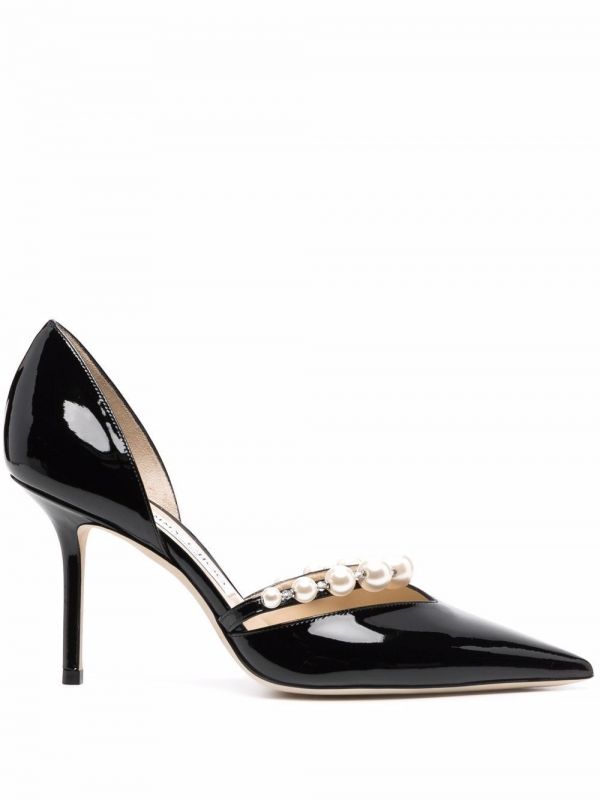  Jimmy Choo Aurelie 85mm Pearl-embellished Pumps - Black 