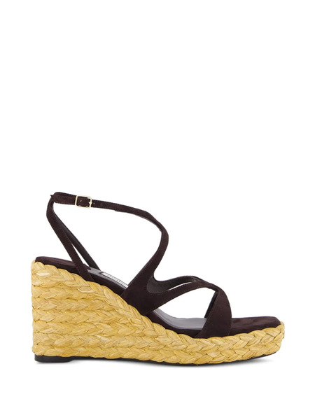  Jimmy Choo Ayla Raffia Wedged Sandals - Brown 