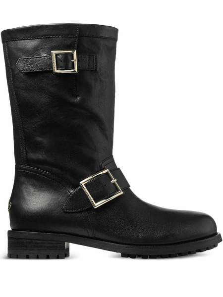  Jimmy Choo Biker Mid Buckled Biker Boots - Black 