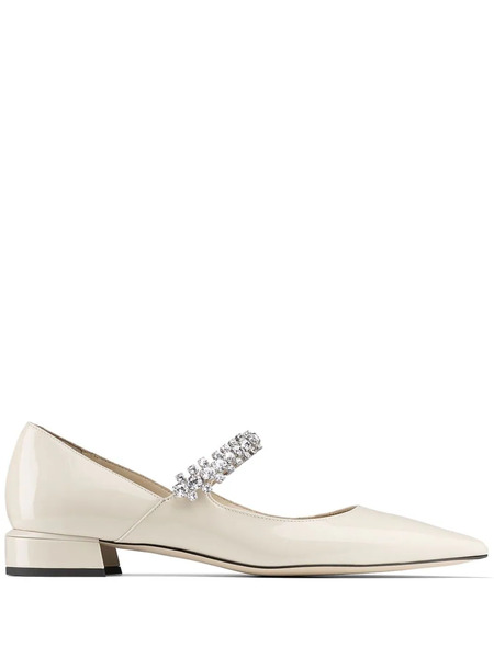  Jimmy Choo Bing Crystal-strap Ballerina Shoes - Neutrals 