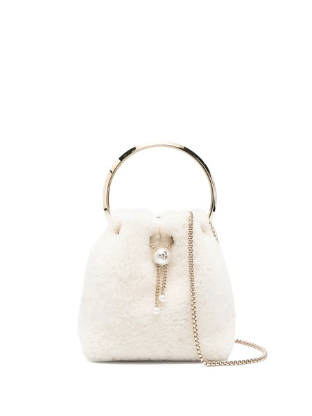  Jimmy Choo Bon Bon Pearl-embellished Ring-handle Mini Bag - White 
