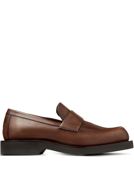  Jimmy Choo Buff Leather Loafers - Brown 