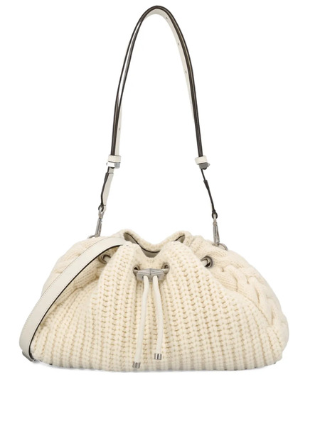  Jimmy Choo Cable-knit Drawstring Shoulder Bag - Neutrals 