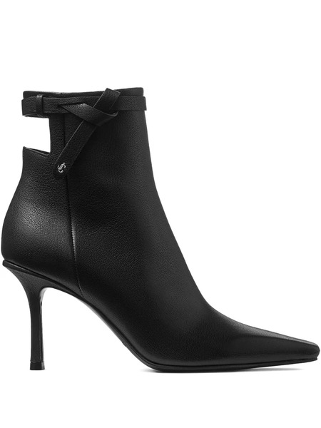  Jimmy Choo Camie Knotted-strap Leather Ankle Boots - Black 
