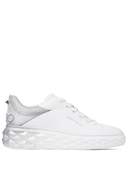  Jimmy Choo Diamond Maxi Leather Low-top Sneakers - White 