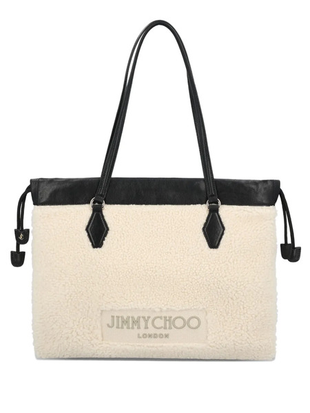  Jimmy Choo Drawstring-fastening Shearling Tote Bag - Neutrals 