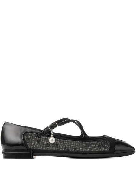  Jimmy Choo Eleri Cross-strap Mesh Ballet Flats - Black 