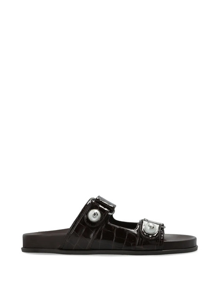  Jimmy Choo Fayence Stud-embellished Leather Sandals - Brown 