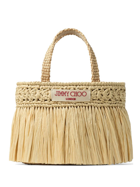  Jimmy Choo Fringed-detail Raffia Beach Bag - Neutrals 