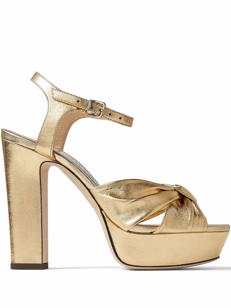  Jimmy Choo Heloise Metallic-effect 120mm Sandals - Gold 