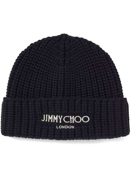  Jimmy Choo Logo-embroidered Ribbed-knit Beanie - Black 