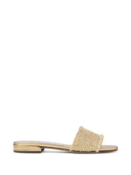  Jimmy Choo Logo Fringed Flat Sandals - Neutrals 