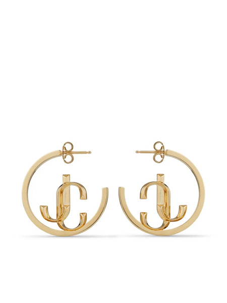  Jimmy Choo Logo-lettering Medium Hoops - Gold 