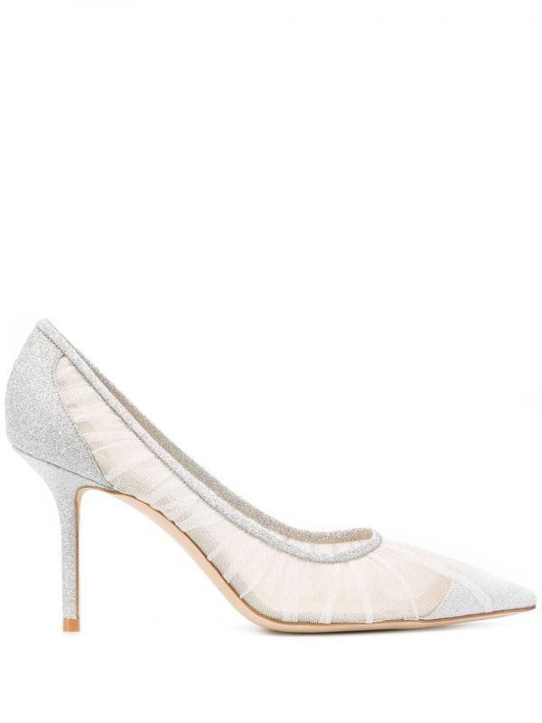  Jimmy Choo Love 85mm Glitter Pumps - White 