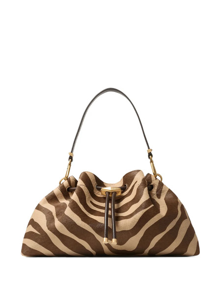 Jimmy Choo Medium Cinch Zebra-print Shoulder Bag - Brown 