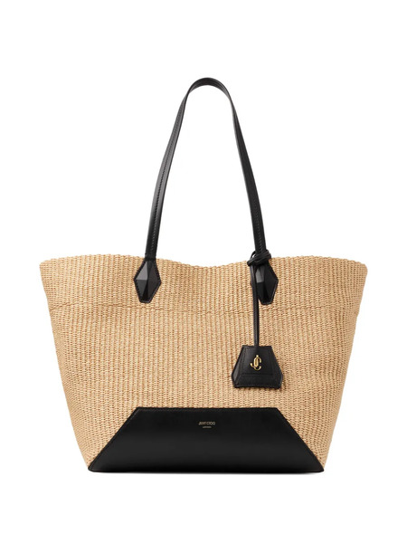  Jimmy Choo Medium Diamond Leather Trim Tote Bag - Neutrals 