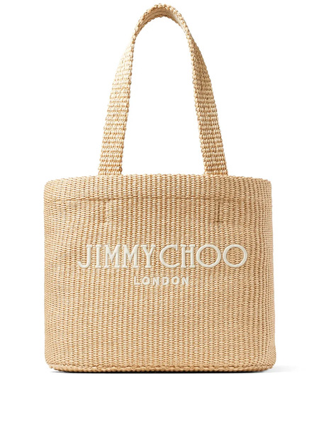  Jimmy Choo Medium Logo-embroidered Beach Bag - Neutrals 
