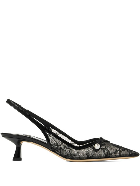  Jimmy Choo 45 Mm Amita Lace-embellishment Pumps - Black 