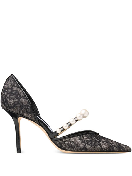  Jimmy Choo 85mm Aurelie Lace Pumps - Black 