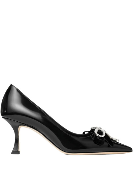  Jimmy Choo 70mm Auria Crystal-bow Pumps - Black 