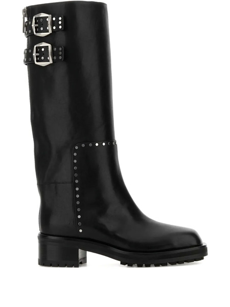  Jimmy Choo 50mm Brooklyn Kb Buckle Studded Boots - Black 