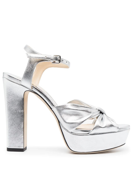  Jimmy Choo 120mm Heloise Leather Sandals - Silver 