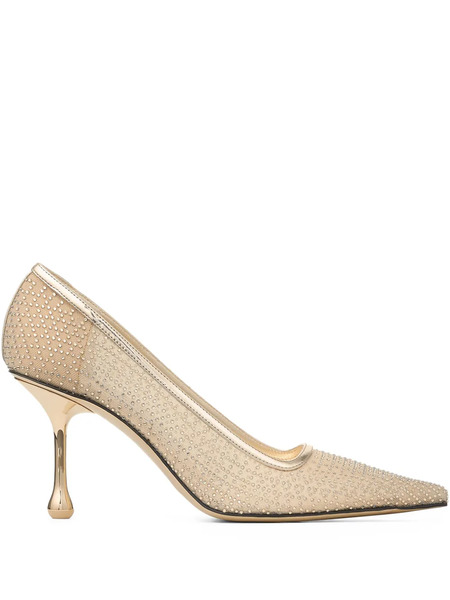  Jimmy Choo 80mm Ixia Embellished Heeled Pumps - Gold 