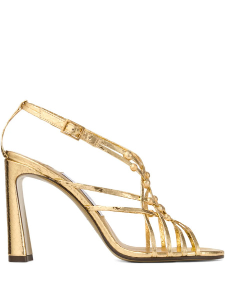  Jimmy Choo 90mm Leather Heeled Sandals - Gold 