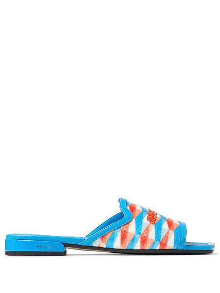  Jimmy Choo Nako Diamond-print Slides - Blue 