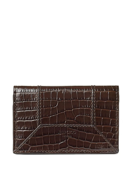  Jimmy Choo Nello Crocodile-effect Leather Wallet - Brown 